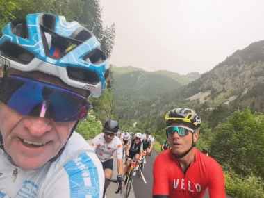 SportActive cyclists at the Col de la Madeleine summit