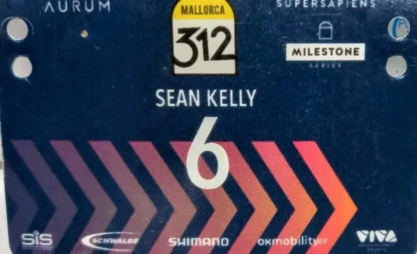 Sean Kelly's race number in the Mallorca 312, 2022
