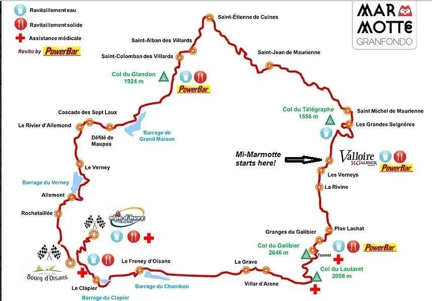 Marmotte Granfondo Alps-road map - Ride it with SportActive Cycling Holidays & Training Camps