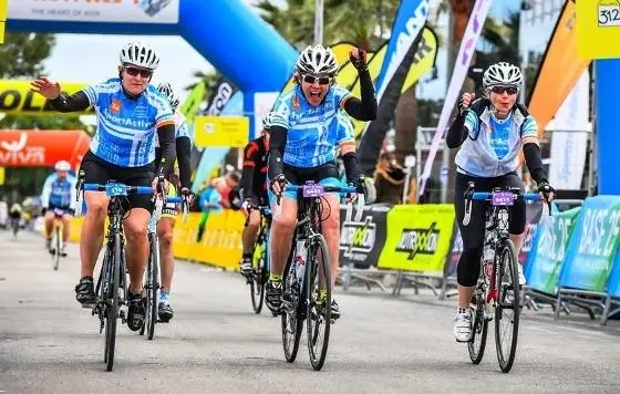 SportActive Cycling Holidays and Training Camps - SportActive riders crossing the Mallorca 312 finishline 